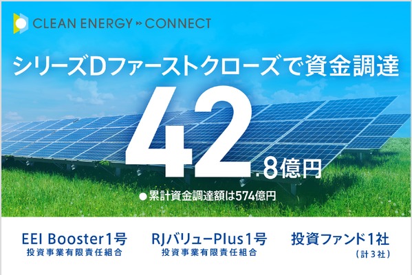 グリーン電力事業のクリーンエナジーコネクト、シリーズDファーストクローズで42.8億円を調達 画像